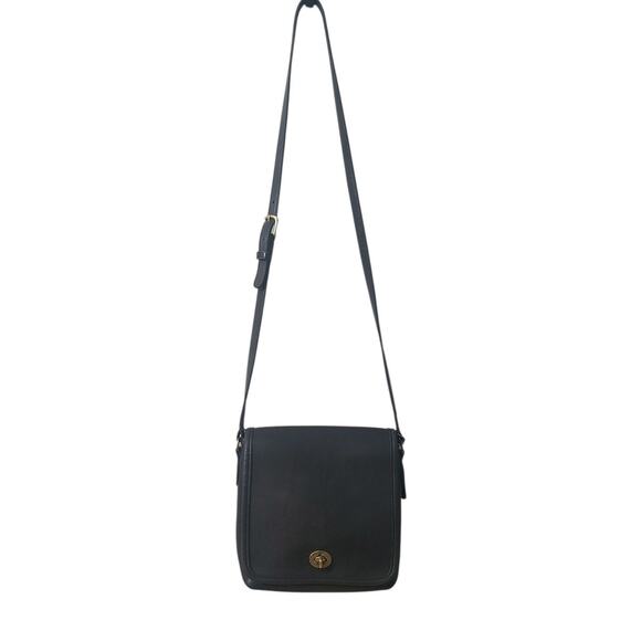 Coach Vintage Companion 9076 Flap Leather Black Crossbody Shoulder Bag Purse - Picture 1 of 10